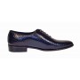 Pantofi eleganti barbati din piele naturala Havana Croco Lac Bleumarin Inchis